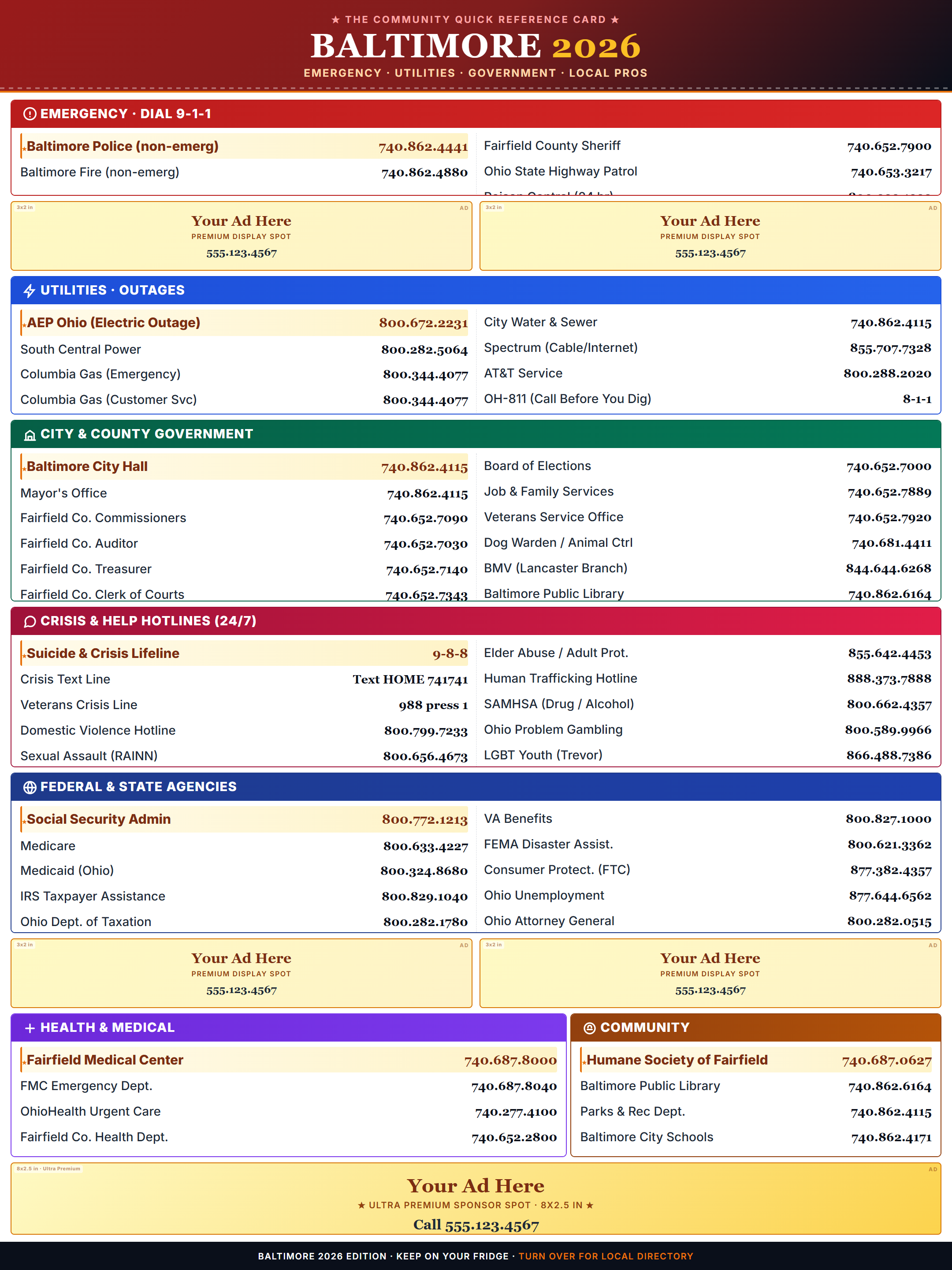 Baltimore Community Contact Card — Front