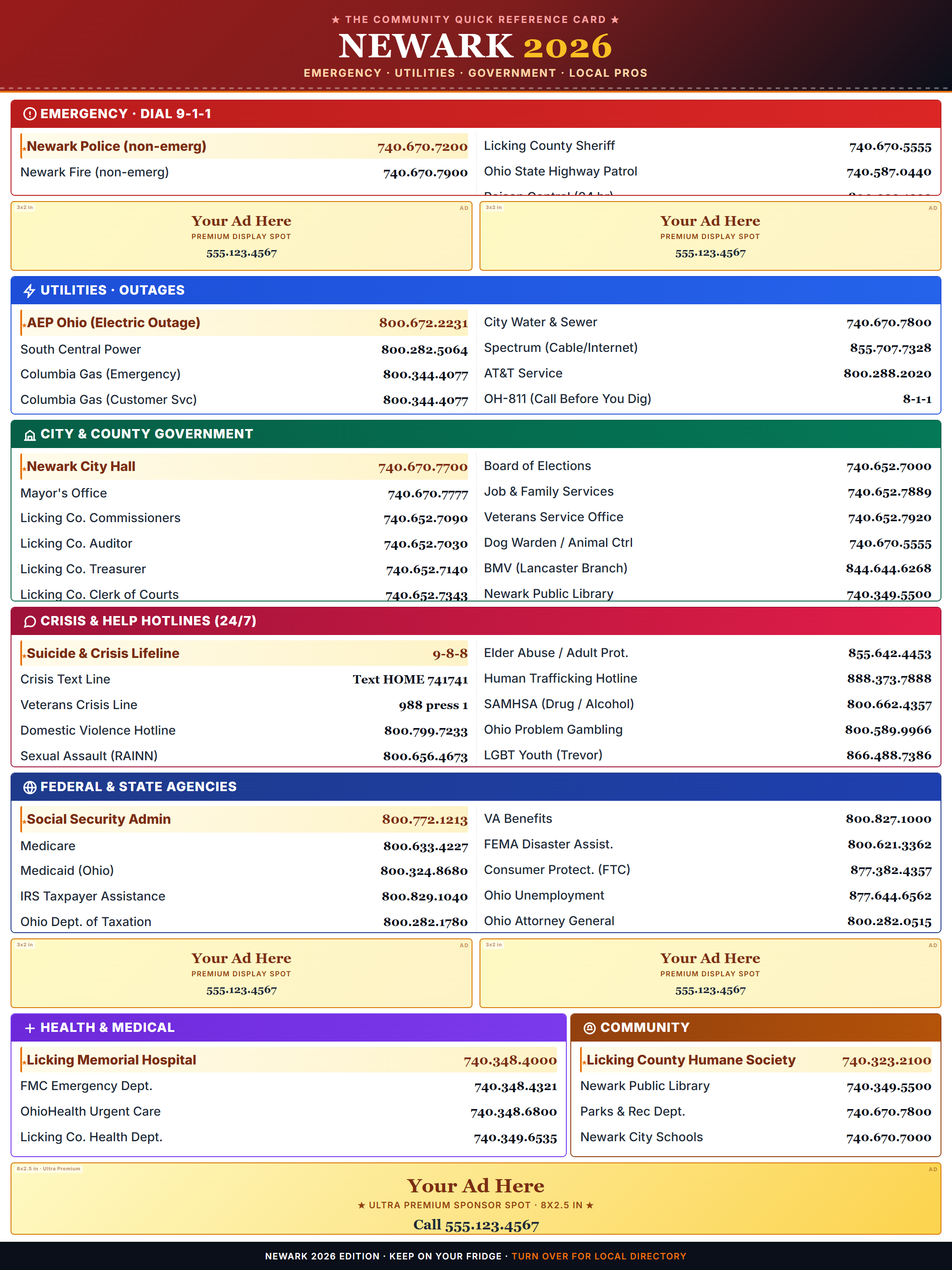 Newark Community Contact Card — Front