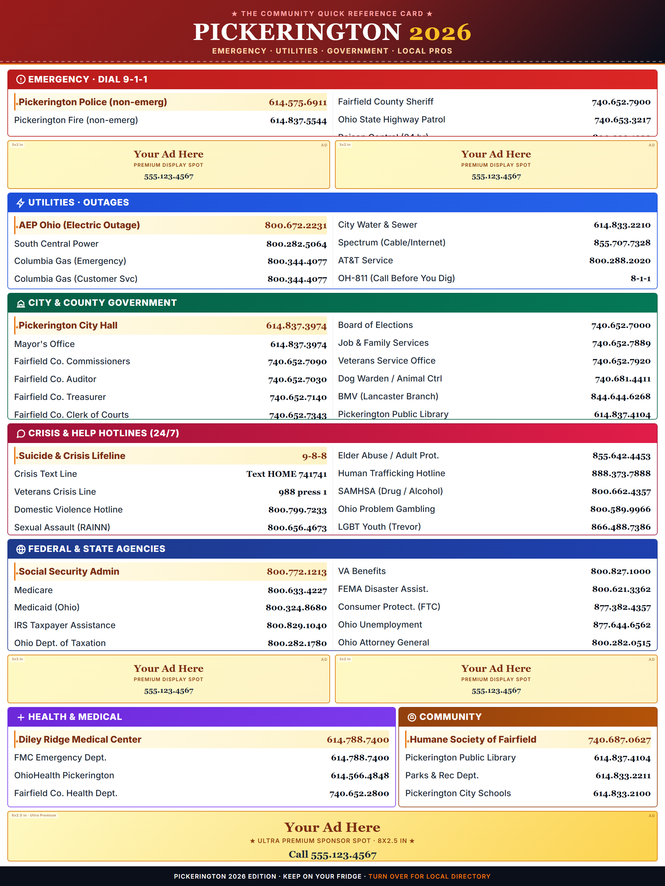 Pickerington Community Contact Card — Front